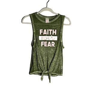 No Boundaries Green Graphic Workout Tank Top Small